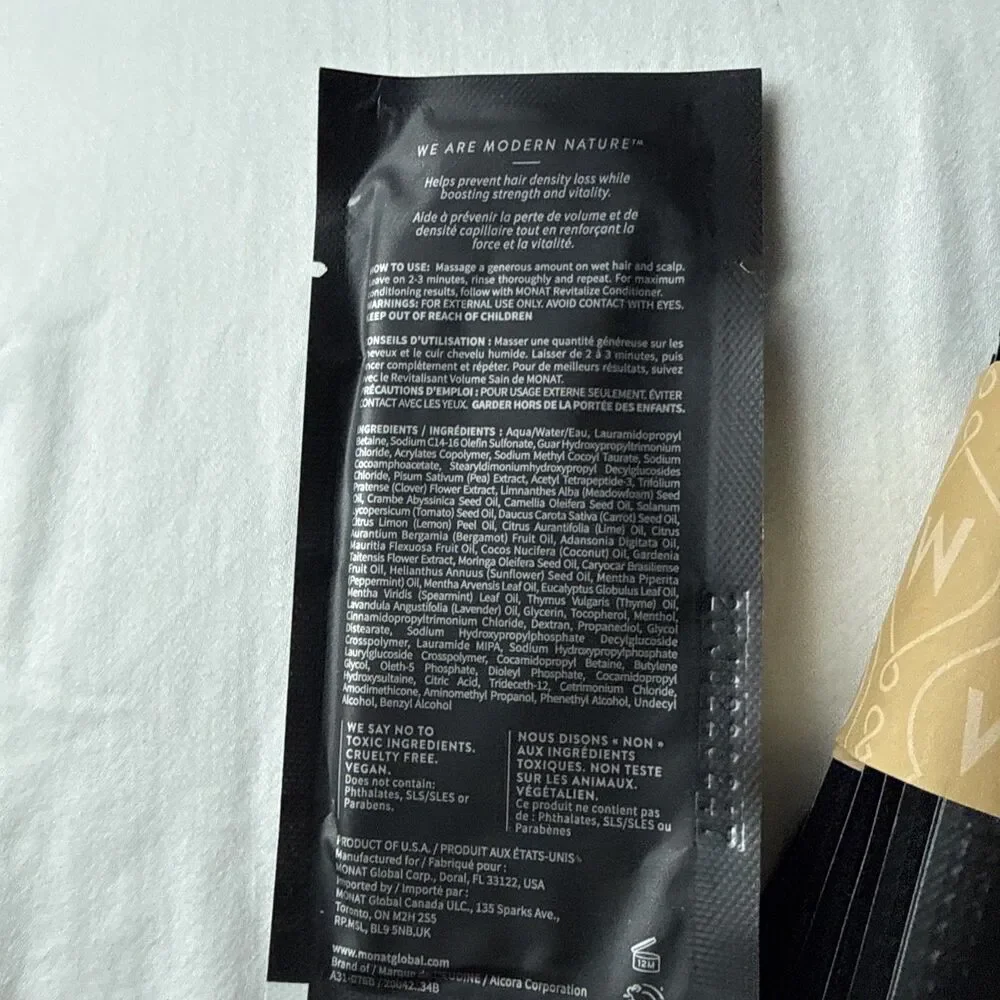 10 Monat BLACK Shampoo and Conditioner - Travel Size 10 mL Samples